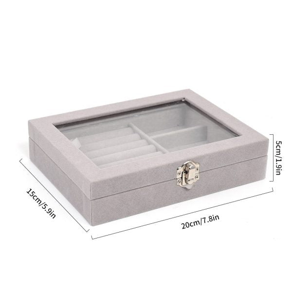 Mistico Velvet Case With Glass Cover Jewelry Ring Box, Earrings Bracelet Showcase