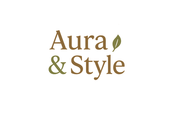 create a modern  and elegant logo for a brand called Aura & Style. the logo should reflect cozy, rustic and stylish vibes. use a clean and minimal design with a warm earthy color palette(beige, brown, olive green). the typography should be classsy and easy to read, with a slightly rustic touch. add a subtle icon that represents comfort and style, such as a small leaf, candle flame. the logo must look professional and versatile for website 