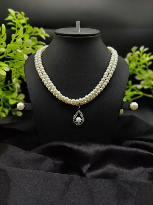 Imported Exquisite Pearl Necklace Set With Radiant Pendant & Earrings  | Best Quality Necklace For Girls & Women